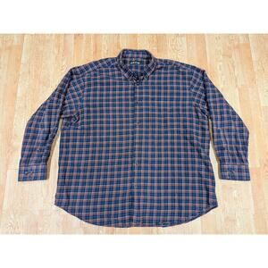 Orvis Flannel Men's Button Down Plaid Shirt Sz 2XL 100% Cotton